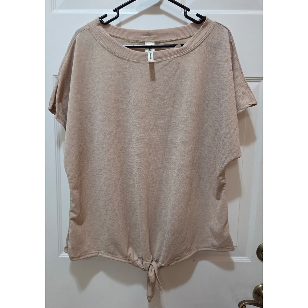 Simply Irresistible Women's Plus Size 1X Taupe Beige Tie Front Dolman Sleeve Top